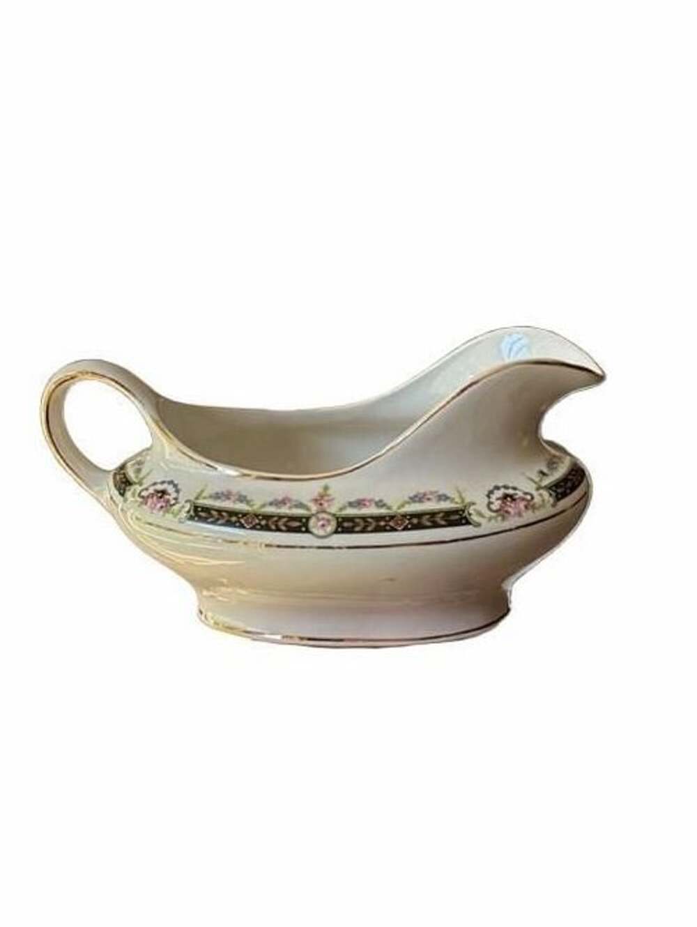 Owen China Minerva Gravy Boat Floral Gold Trim